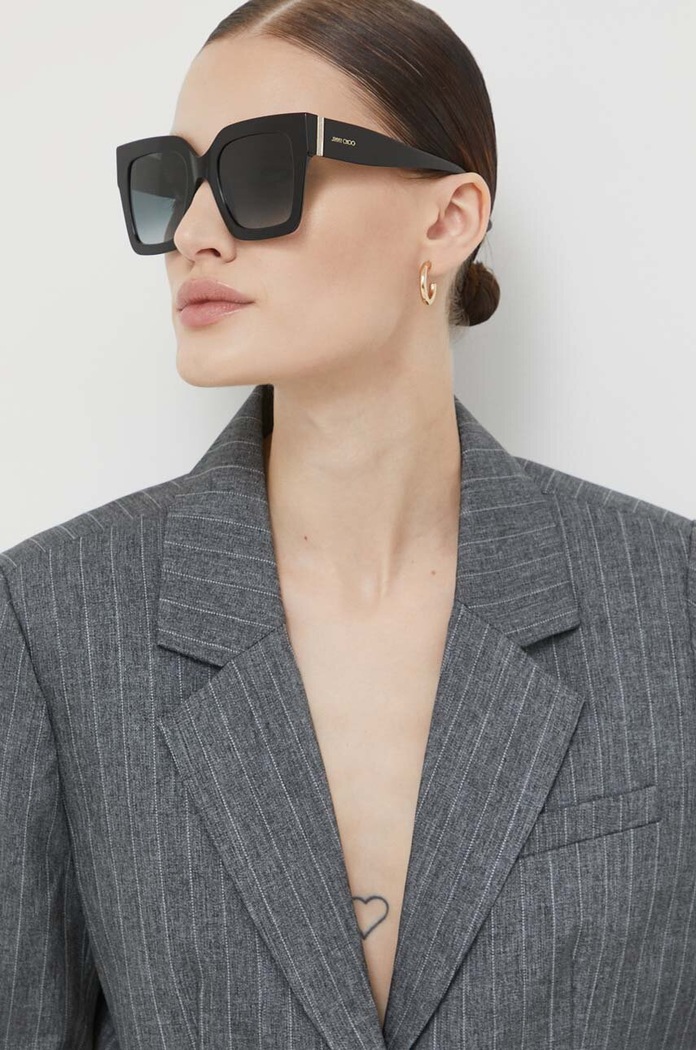 Jimmy Choo okulary przeciwsłoneczne prostokątne czarny EDNA/S