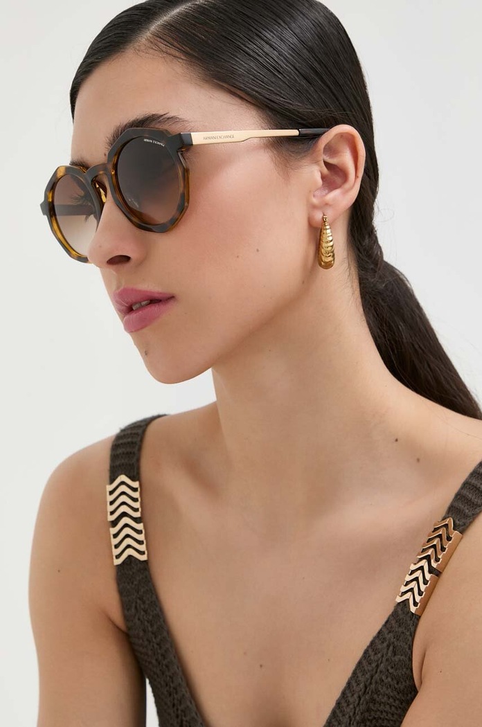 Armani Exchange okulary przeciwsłoneczne okrągłe brązowy 0AX4132SU