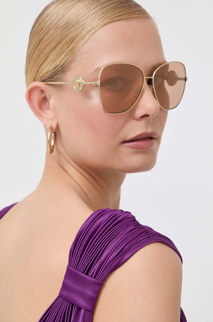 Versace okulary przeciwsłoneczne pilotki złoty 0VE2256