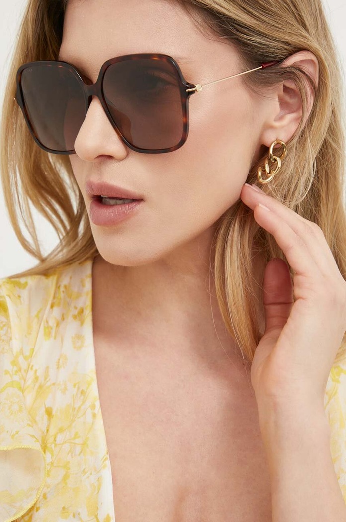 Gucci okulary przeciwsłoneczne jednolita brązowy GG1267S