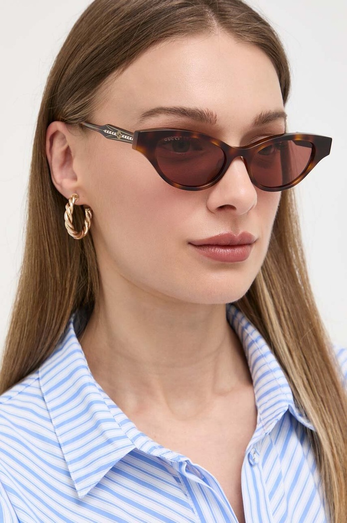 Gucci ochelari de soare ochi de pisică maro GG1298S