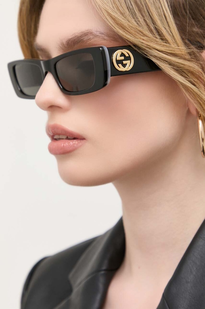 Gucci okulary przeciwsłoneczne prostokątne czarny GG0516S