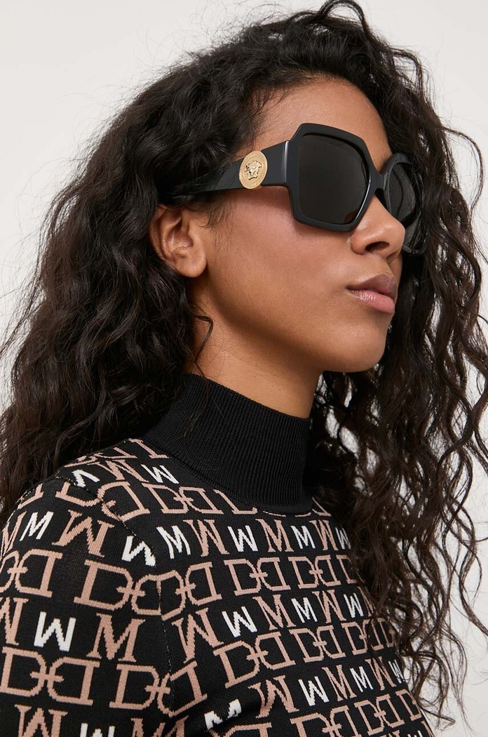 Versace okulary przeciwsłoneczne prostokątne czarny 0VE4453
