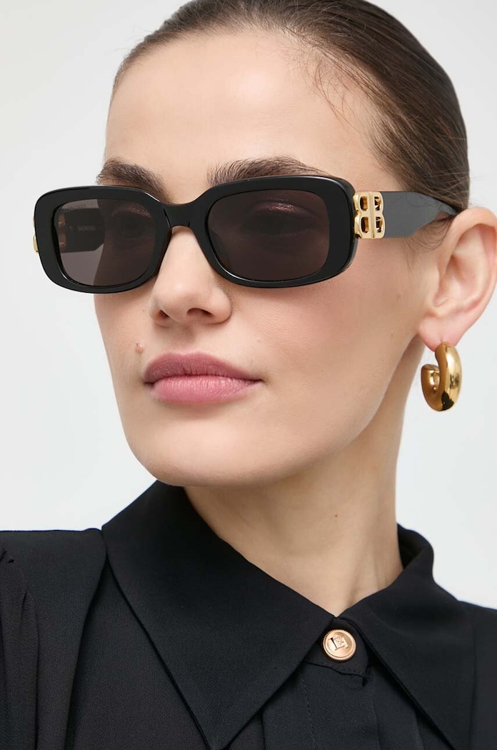 Balenciaga ochelari de soare dreptunghiular negru BB0310SK