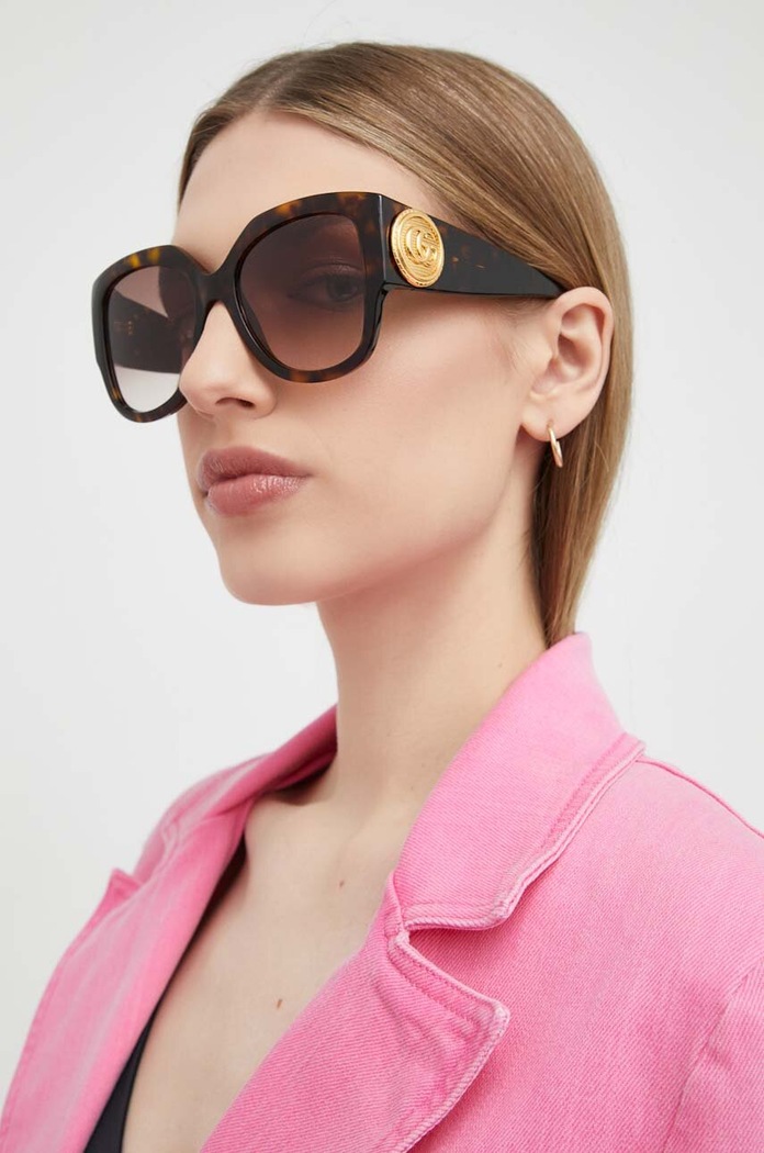 Gucci okulary przeciwsłoneczne kocie oczy brązowy GG1407S
