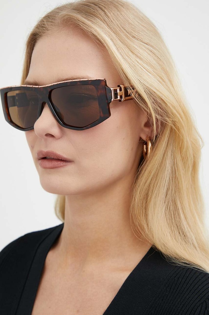 Guess okulary przeciwsłoneczne prostokątne brązowy GU7914.5852E