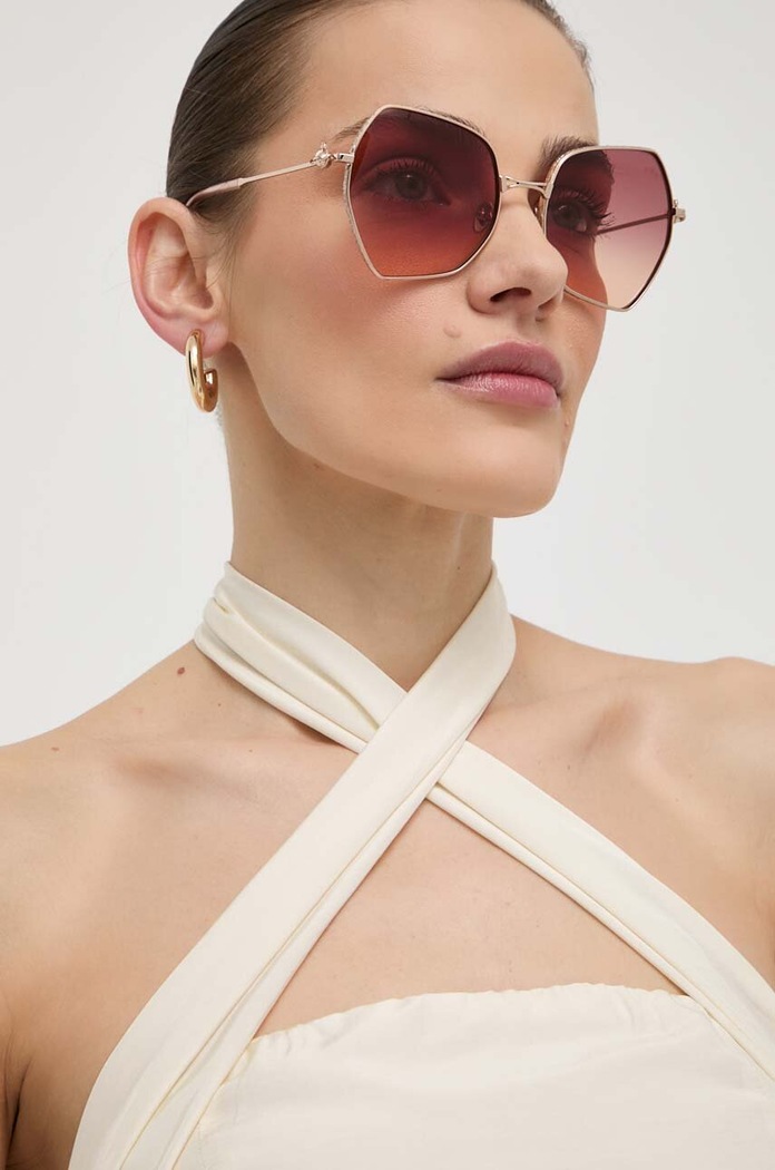 Vivienne Westwood okulary przeciwsłoneczne geometryczne beżowy VW702345757