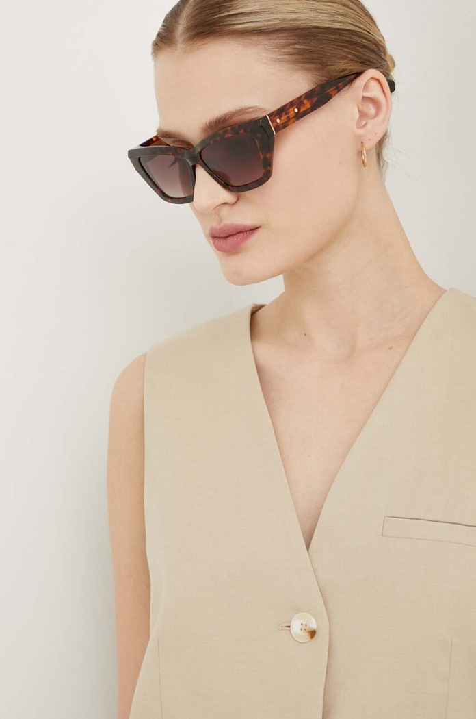 AllSaints okulary przeciwsłoneczne prostokątne brązowy ALS501116656