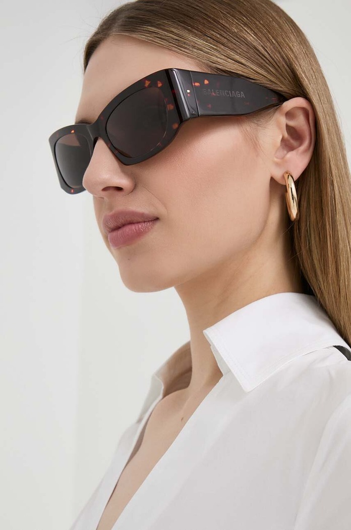 Balenciaga ochelari de soare uniforme burgundia BB0327S