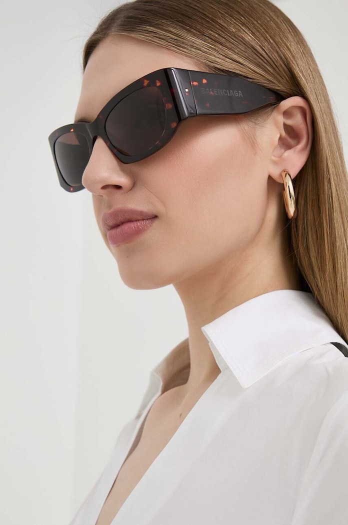 Balenciaga ochelari de soare uniforme burgundia BB0327S
