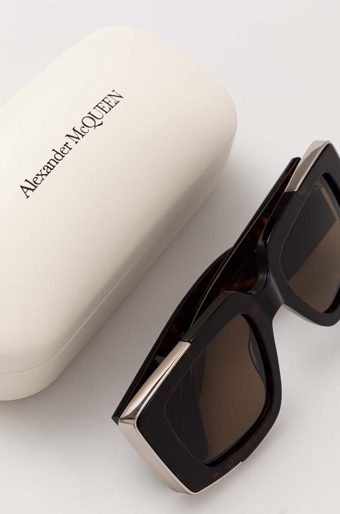 Okulary przeciwsłoneczne Alexander McQueen AM0446S brązowy