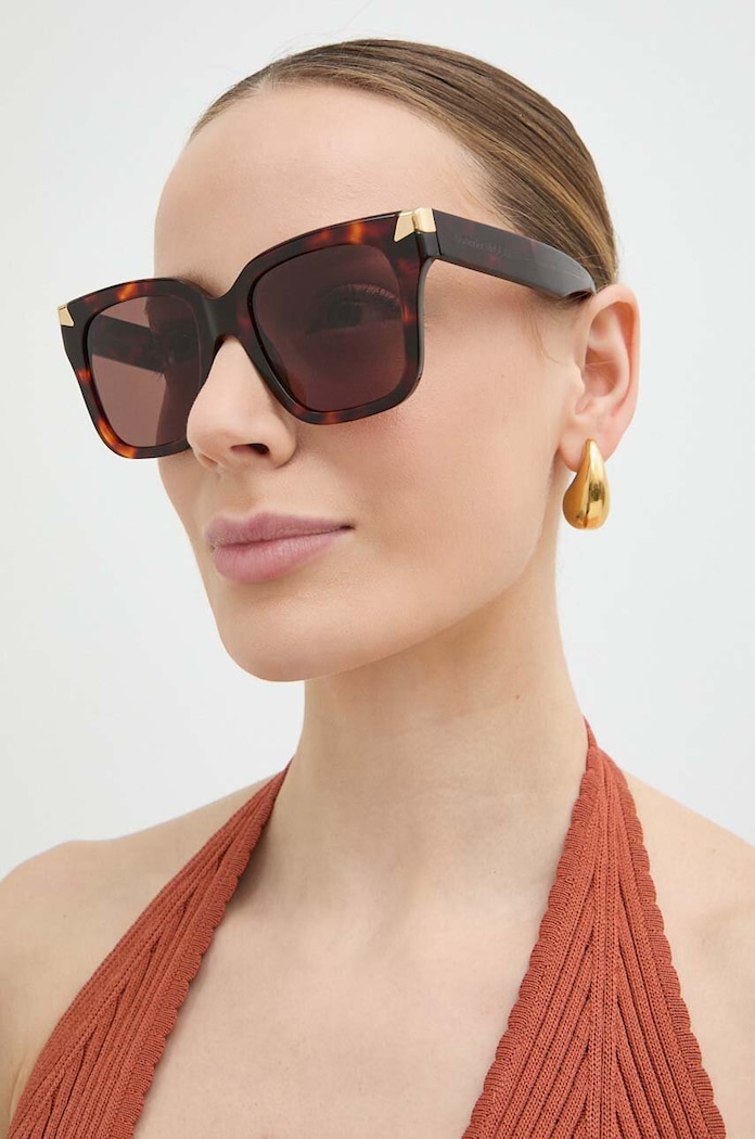 Γυαλιά ηλίου Alexander McQueen ορθογώνιο καφέ AM0440S