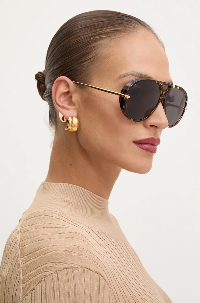 Bottega Veneta okulary przeciwsłoneczne pilotki damskie jednolita brązowy BV1273S