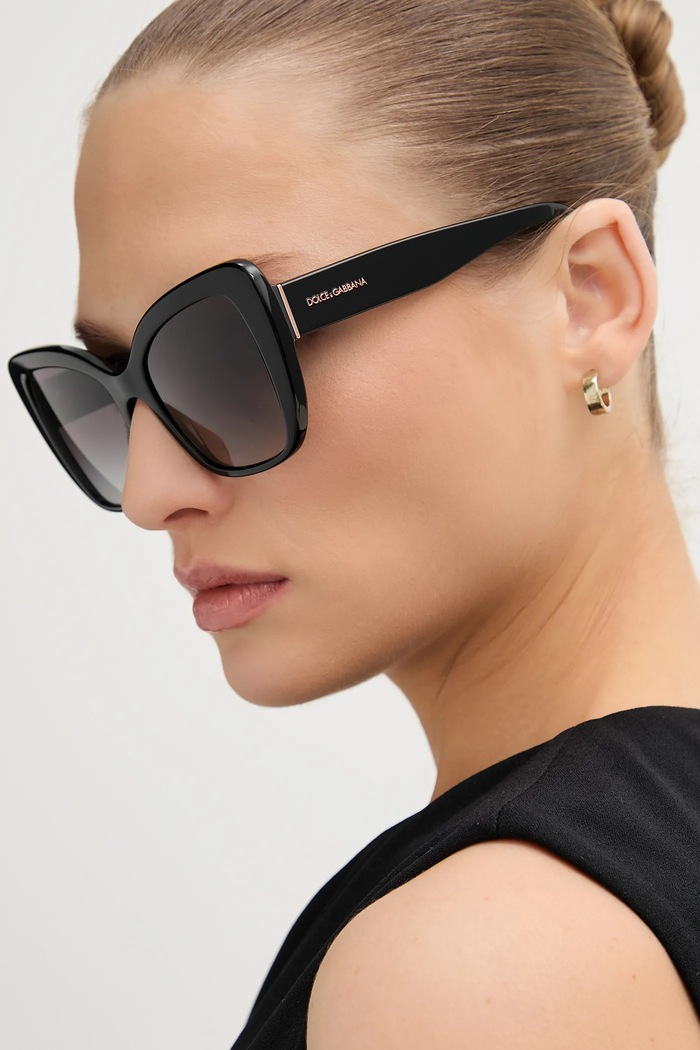 Dolce & Gabbana okulary przeciwsłoneczne prostokątne czarny 0DG4348