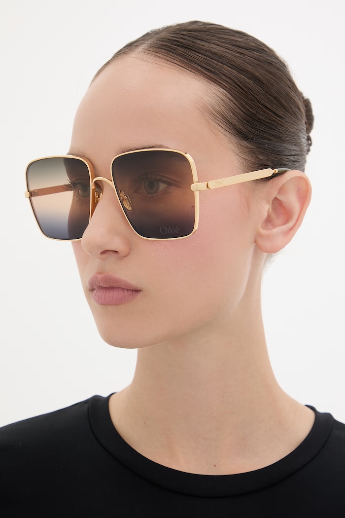 Akcesoria Chloe okulary przeciwsłoneczne kwadratowe damskie CH0324S złoty