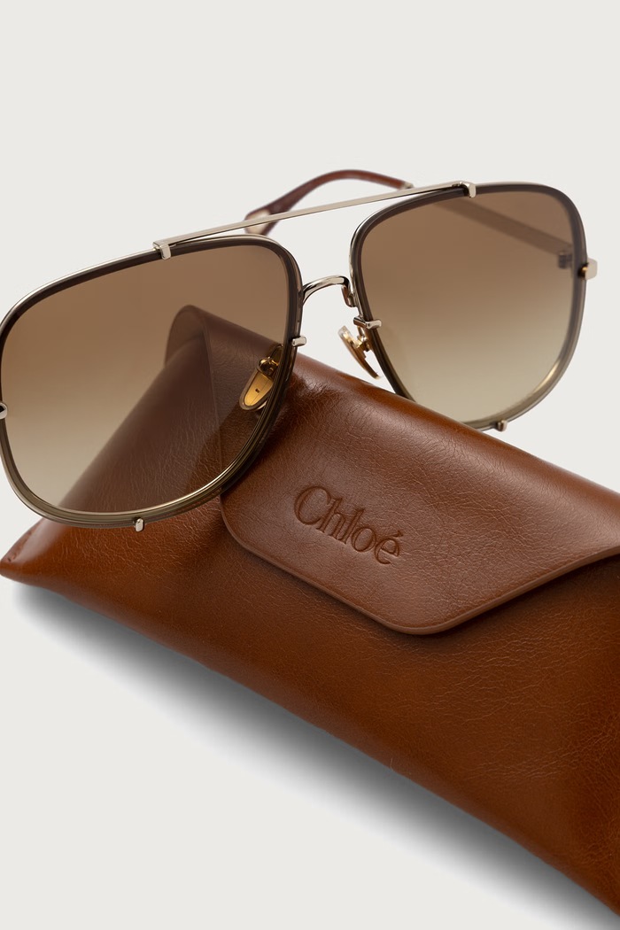 Akcesoria Chloe Okulary przeciwsłoneczne pilotki damskie CH0348S złoty