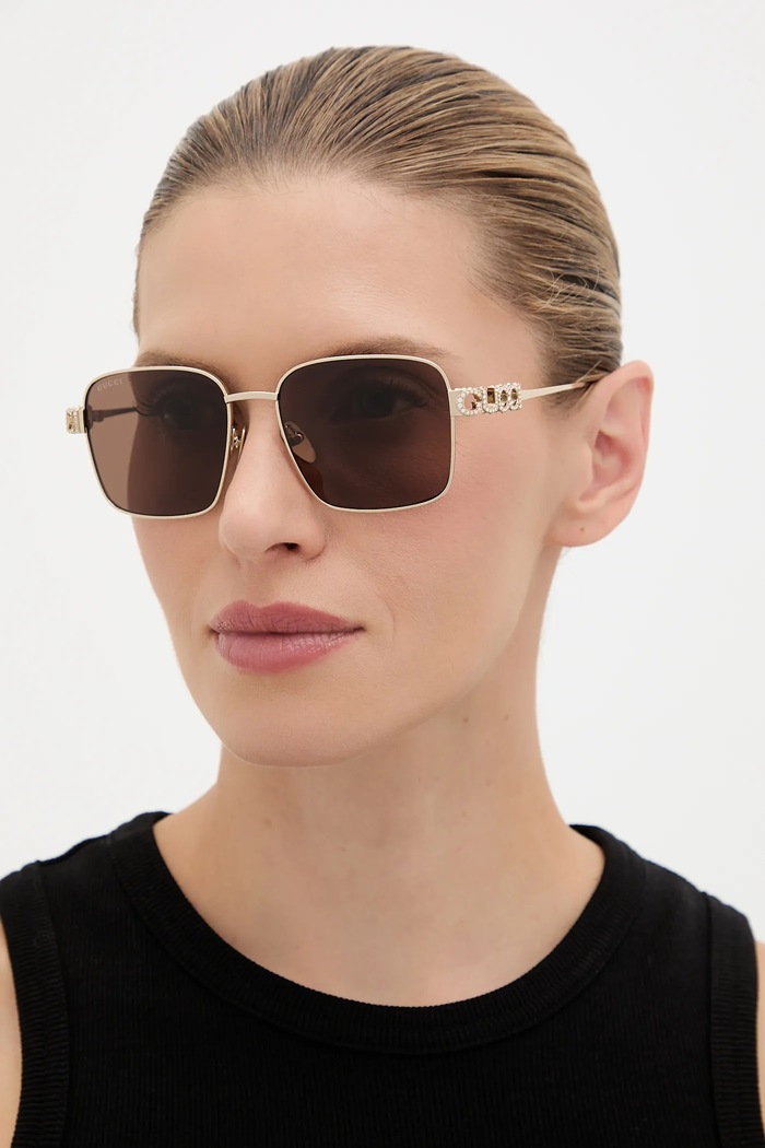 Gucci ochelari de soare dreptunghiular aur GG1937S