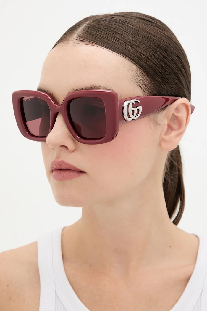 Γυαλιά ηλίου Gucci ορθογώνιο μπορντό GG1975S