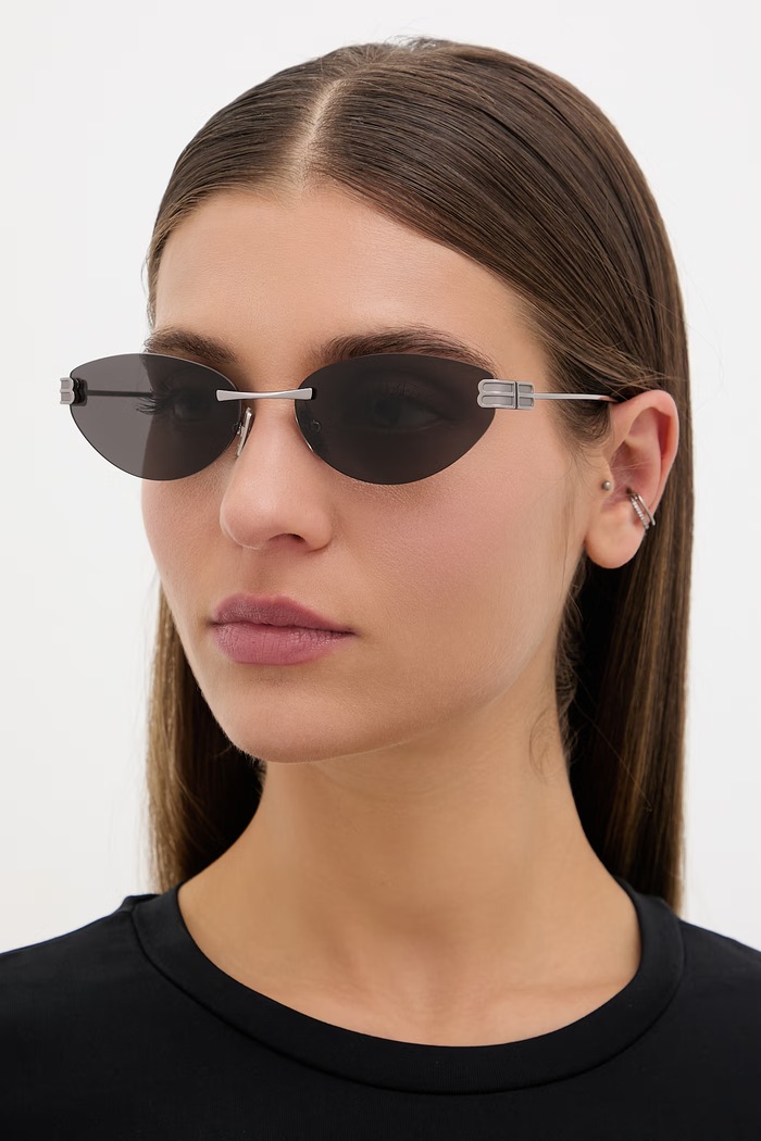 Balenciaga okulary przeciwsłoneczne kocie oczy damskie srebrny BB0486S