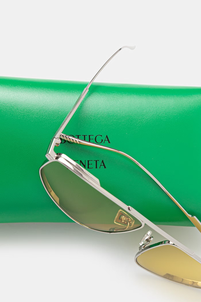 Bottega Veneta Ochelari de soare aviator pentru femei BV1466S argintiu
