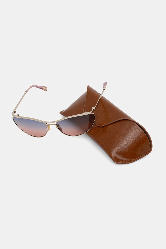 Akcesoria Chloe okulary przeciwsłoneczne kocie oczy damskie CH0386S złoty