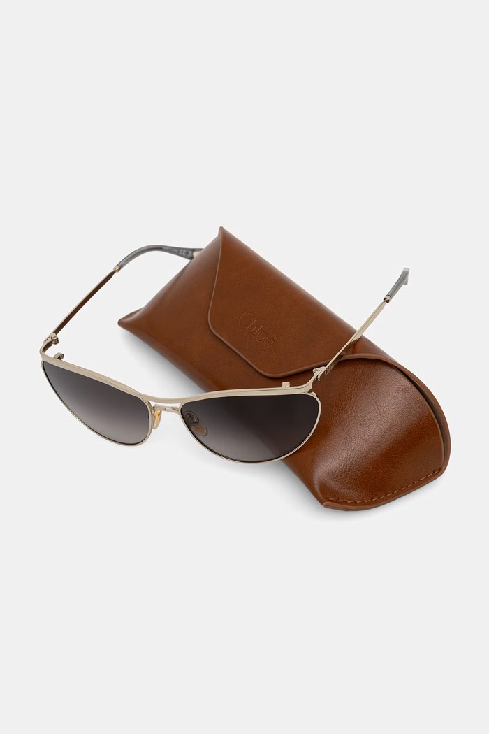 Akcesoria Chloe okulary przeciwsłoneczne kocie oczy damskie CH0386S złoty