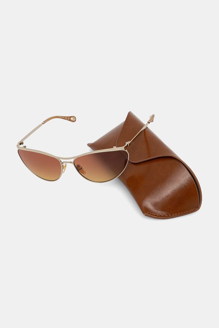 Akcesoria Chloe okulary przeciwsłoneczne kocie oczy damskie CH0386S złoty