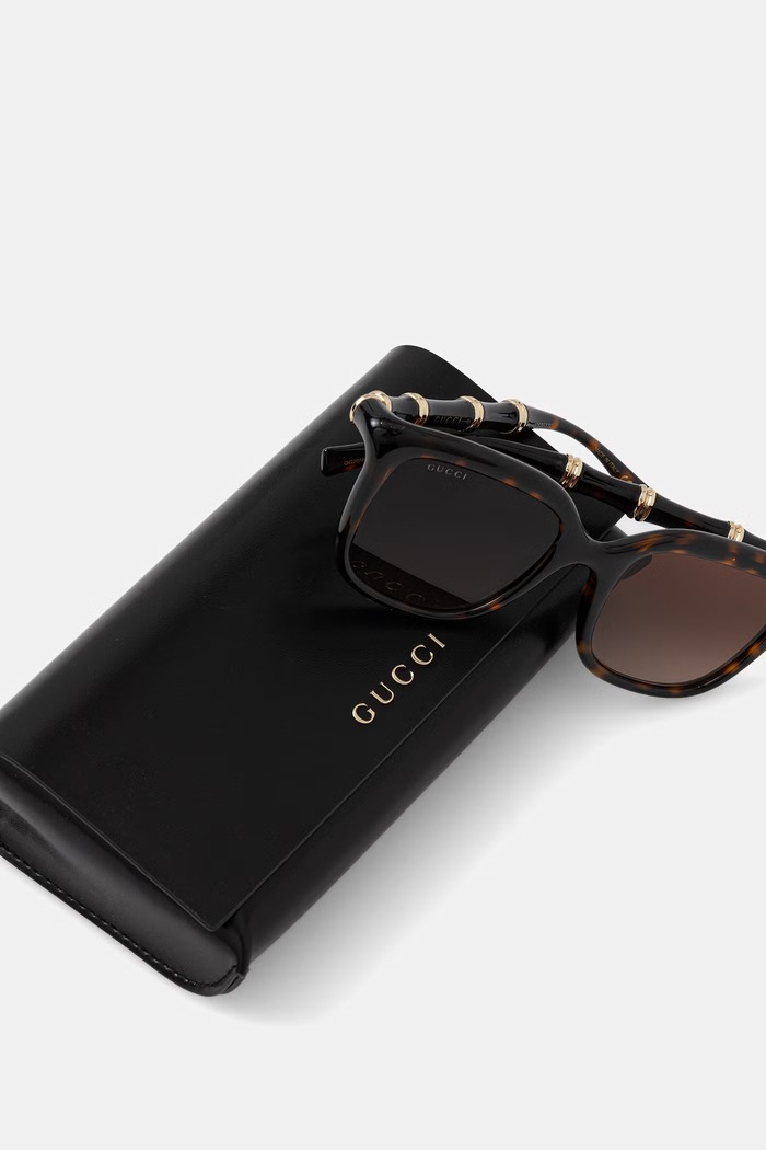 Akcesoria Gucci okulary przeciwsłoneczne kwadratowe damskie GG2058S brązowy
