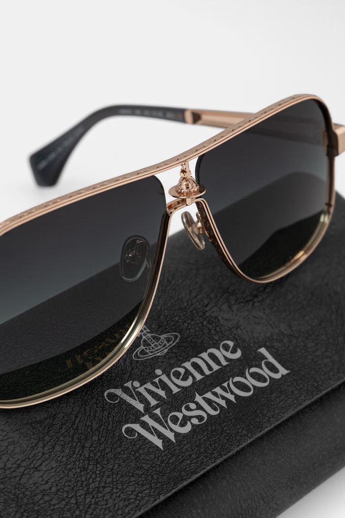 Akcesoria Vivienne Westwood okulary przeciwsłoneczne pilotki damskie Keith VW5101 złoty
