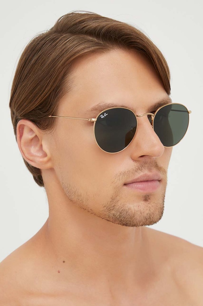Ray-Ban okulary przeciwsłoneczne ROUND METAL złoty 0RB3447.001.53