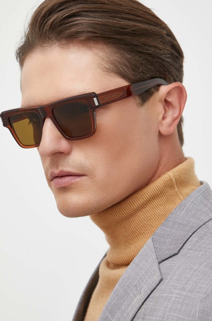 Saint Laurent okulary przeciwsłoneczne jednolita brązowy SL.469
