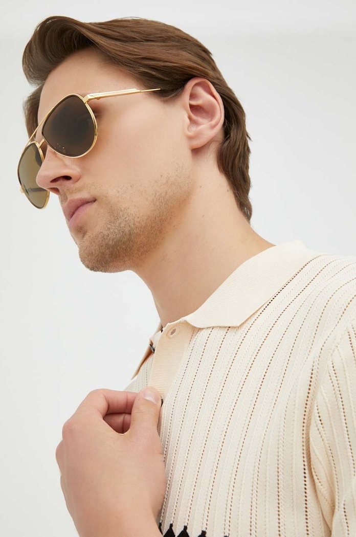 Bottega Veneta okulary przeciwsłoneczne jednolita złoty BV1240S