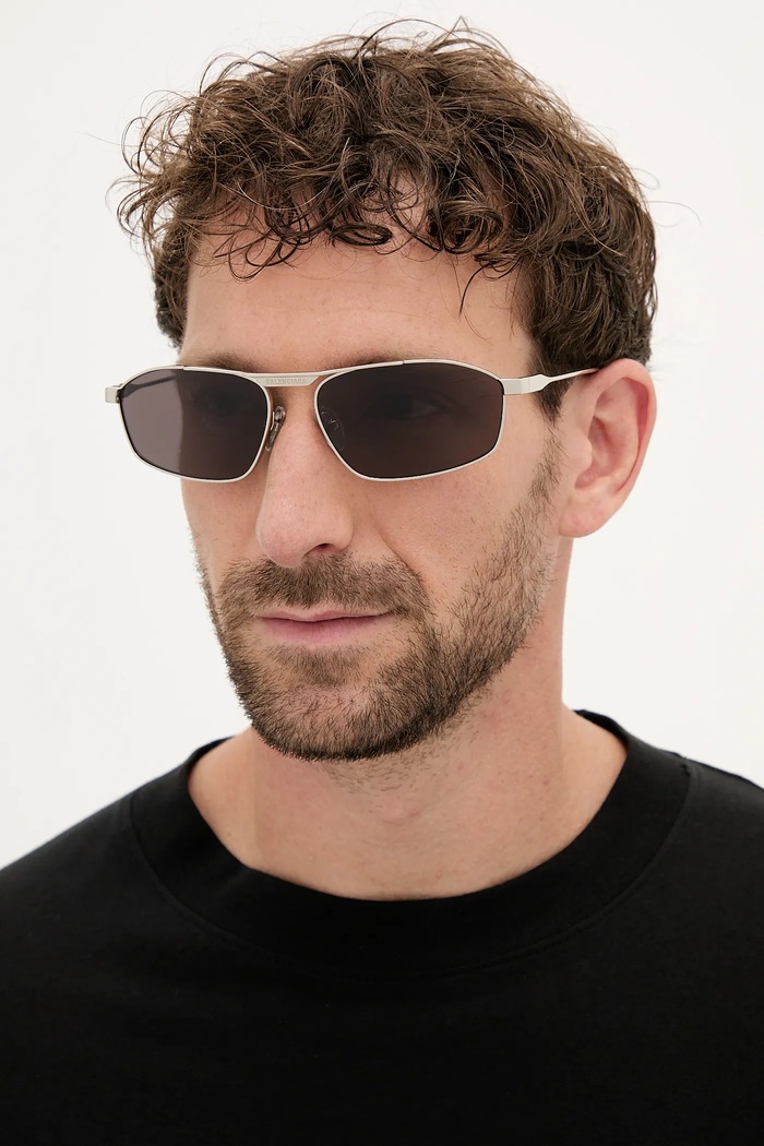 Balenciaga okulary przeciwsłoneczne jednolita srebrny BB0416S