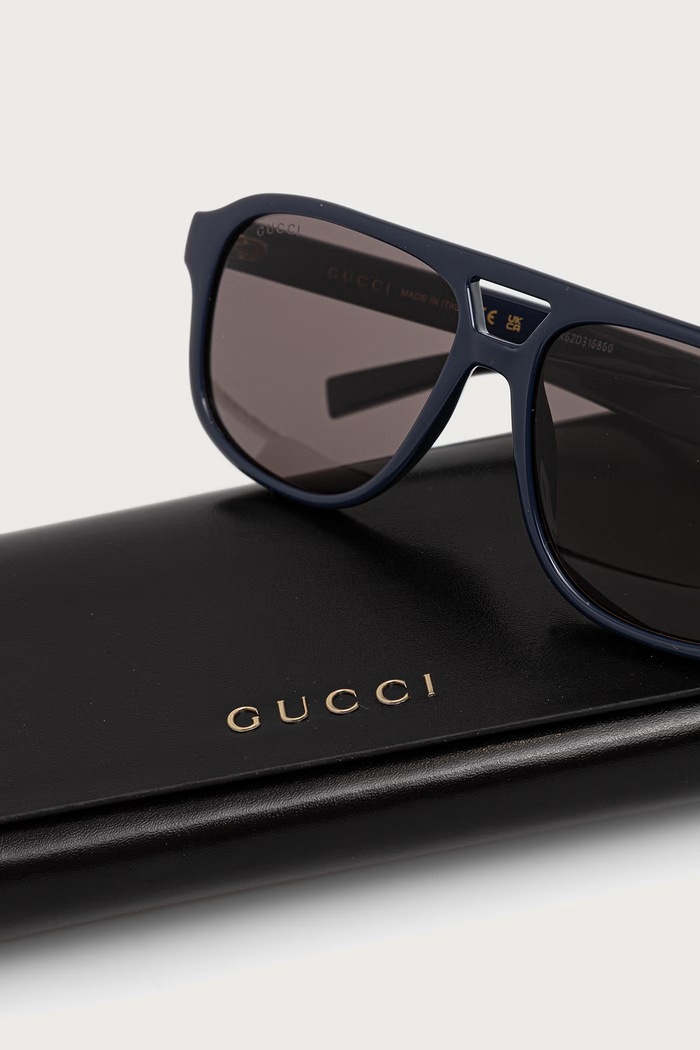 Okulary przeciwsłoneczne pilotki męskie Gucci GG1856S granatowy