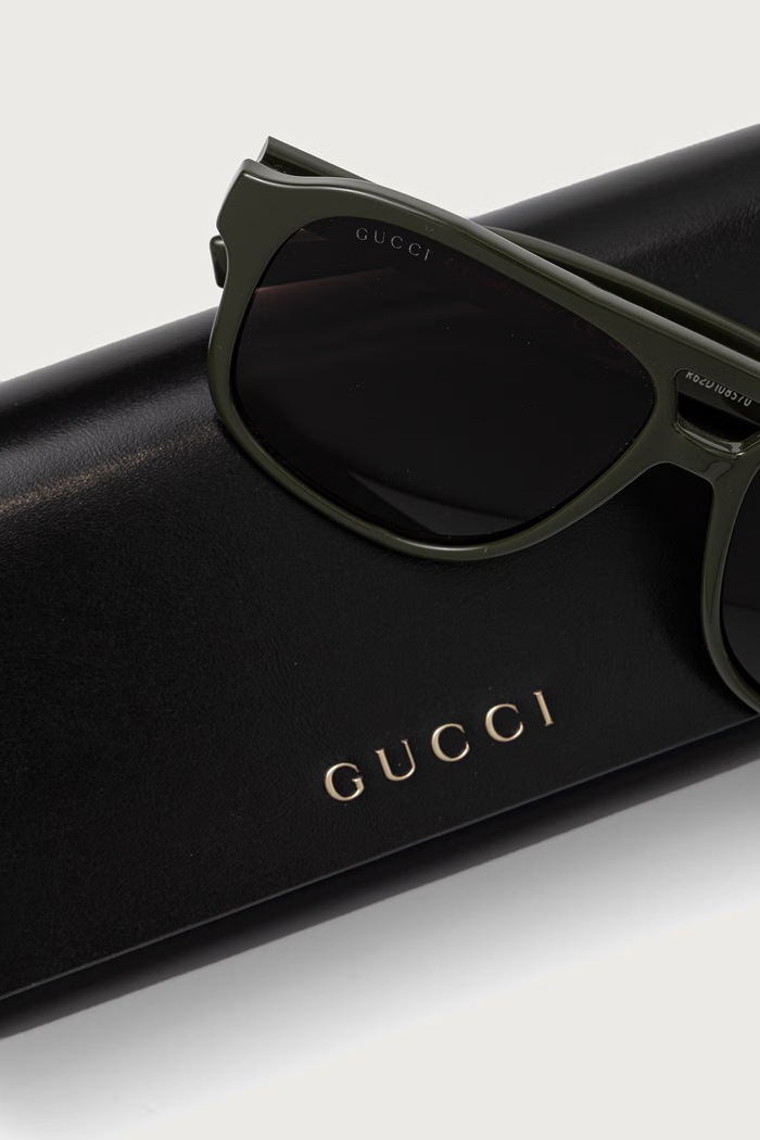 Okulary przeciwsłoneczne pilotki męskie Gucci GG1856S zielony
