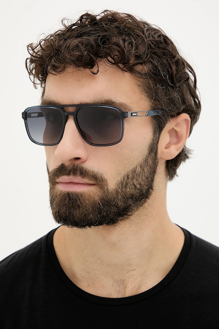 HUGO ochelari de soare dreptunghiular negru HG.1369/S