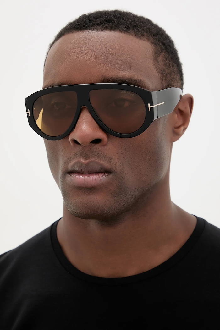 Tom Ford occhiali da sole Bronson rotonda nero FT1044.6001E