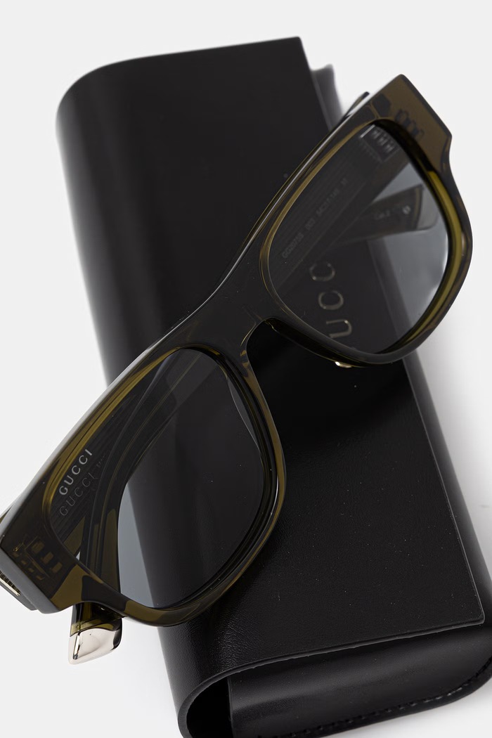 Gucci okulary przeciwsłoneczne kwadratowe męskie zielony GG2075S