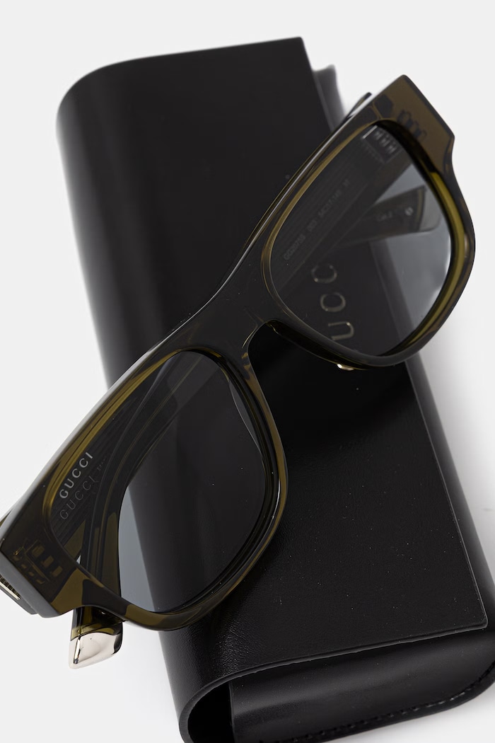 Gucci okulary przeciwsłoneczne kwadratowe męskie zielony GG2075S