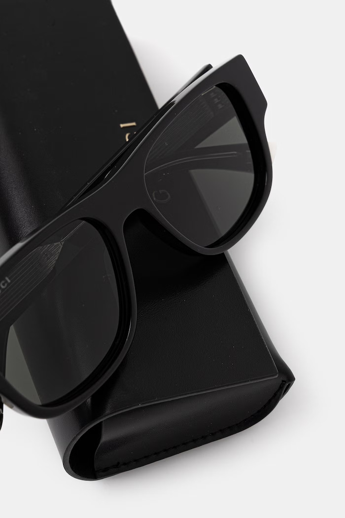 Gucci okulary przeciwsłoneczne kwadratowe męskie czarny GG2075S