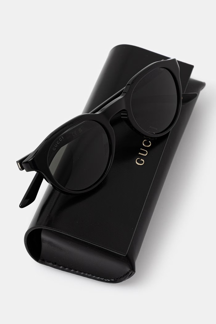 Gucci okulary przeciwsłoneczne okrągłe męskie czarny GG2079S