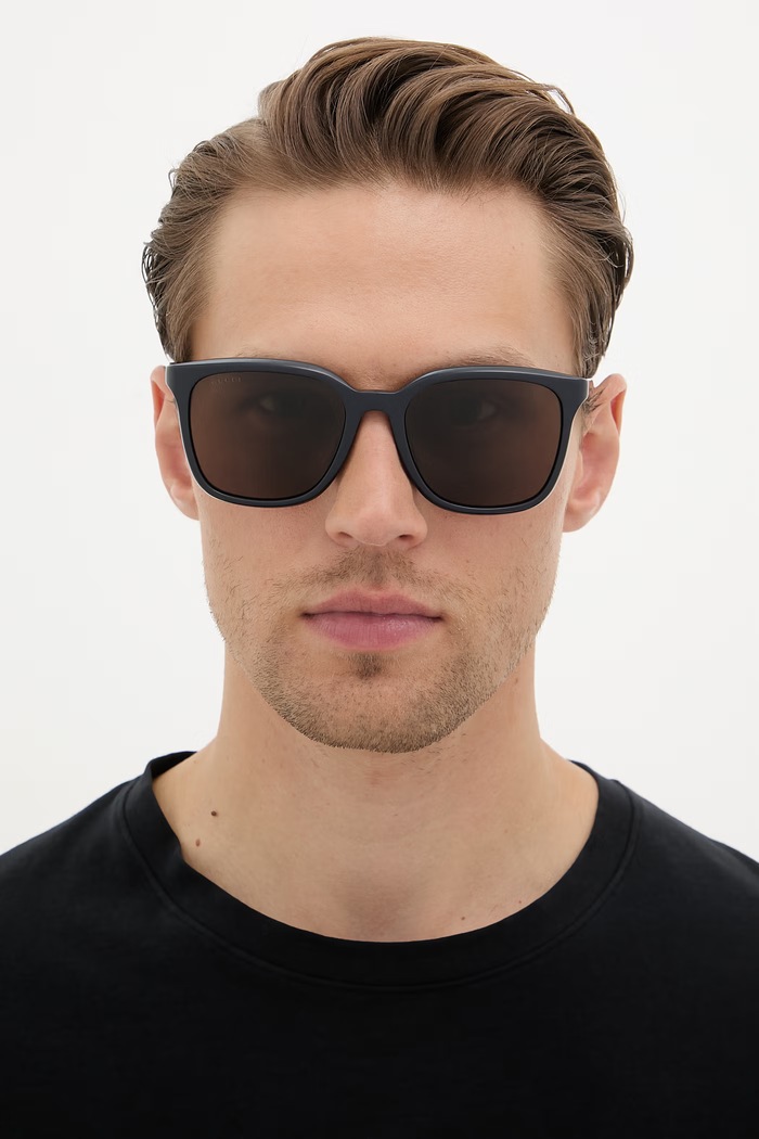 Gucci okulary przeciwsłoneczne kwadratowe męskie GG2080SK granatowy