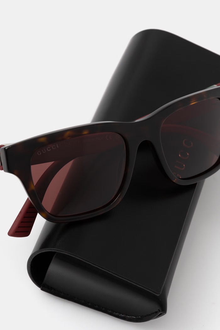Gucci okulary przeciwsłoneczne kwadratowe męskie brązowy GG2089S
