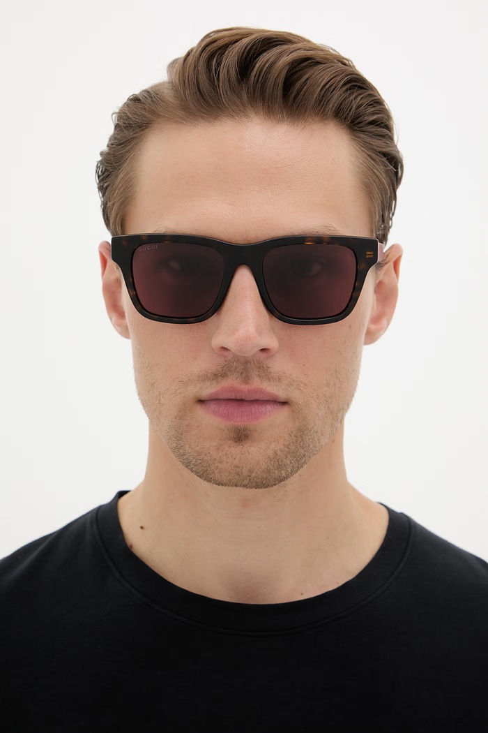 Gucci okulary przeciwsłoneczne kwadratowe męskie GG2089S brązowy