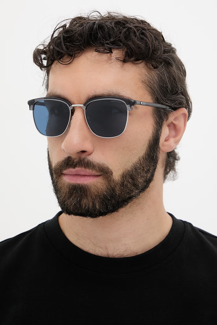 Montblanc ochelari de soare bărbați argintiu MB0488SA