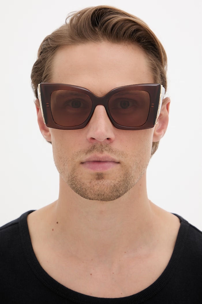 Saint Laurent okulary przeciwsłoneczne męskie SL.M119.BLAZE.CRYSTAL brązowy