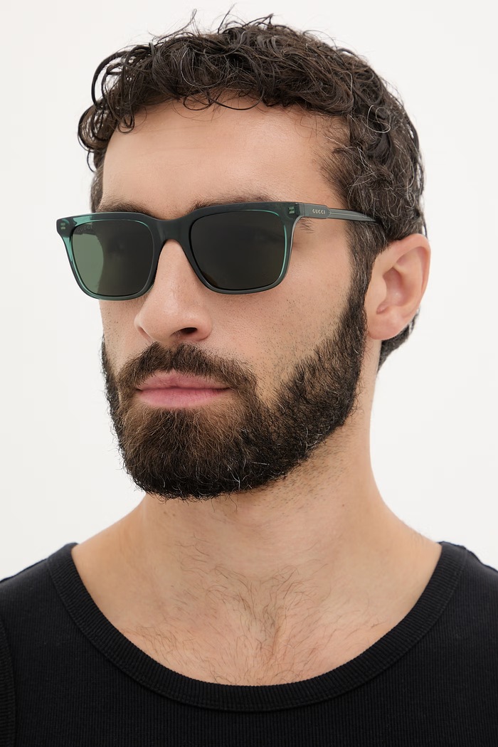 Gucci okulary przeciwsłoneczne kwadratowe męskie zielony GG2114S