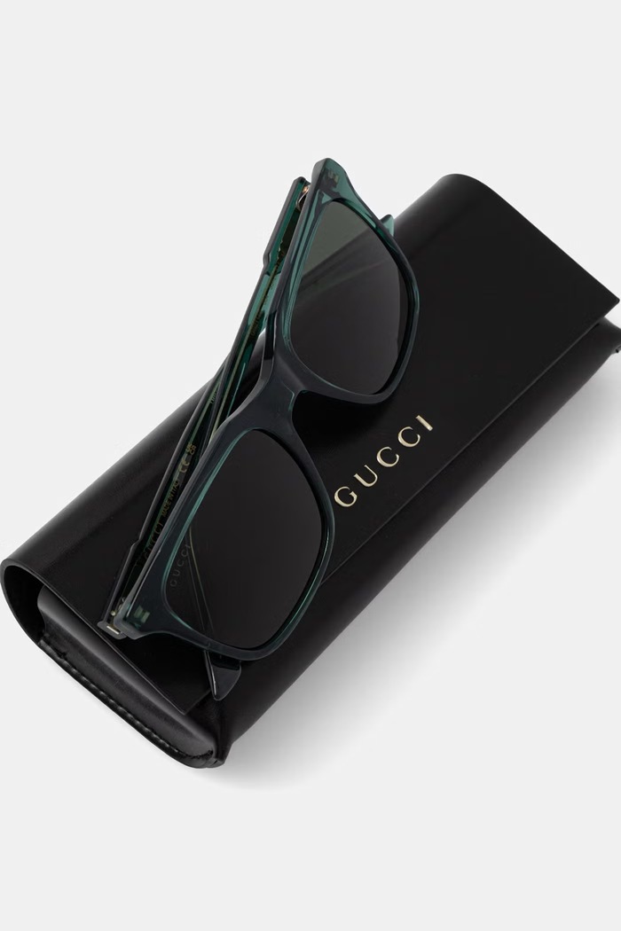 Gucci okulary przeciwsłoneczne kwadratowe męskie zielony GG2114S