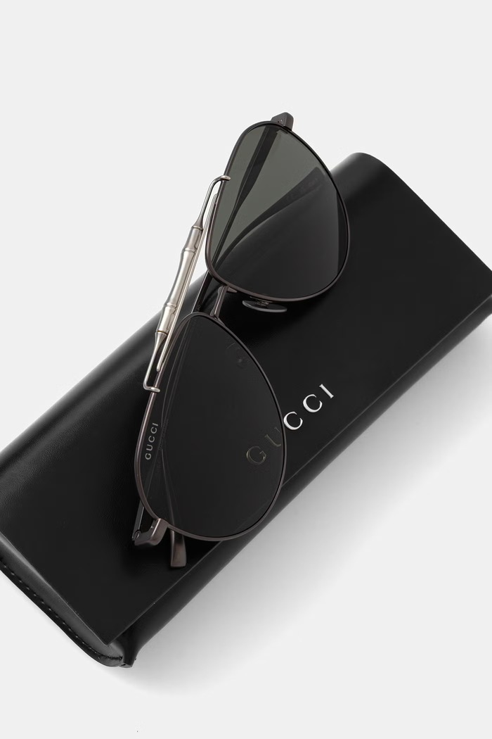 Gucci okulary przeciwsłoneczne pilotki męskie szary GG2064S