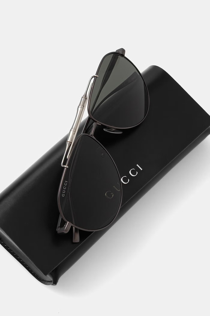 Gucci okulary przeciwsłoneczne pilotki męskie szary GG2064S